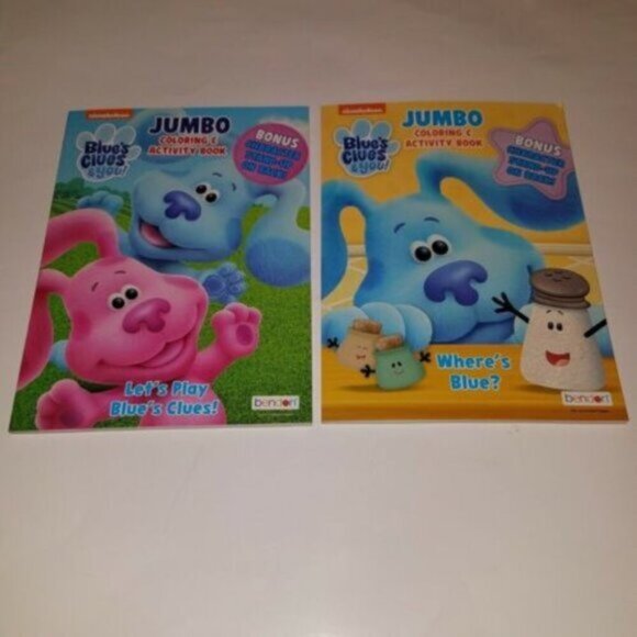 NEW 2 Blues Clues Jumbo Coloring & Activity Books Lot Nickelodeon Let's Play - Picture 1 of 6